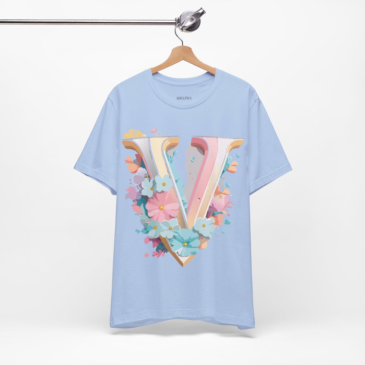 Adelpha Letter V Shirt Graphic Tee Unisex Jersey Short Sleeve Vintage Inspired Design