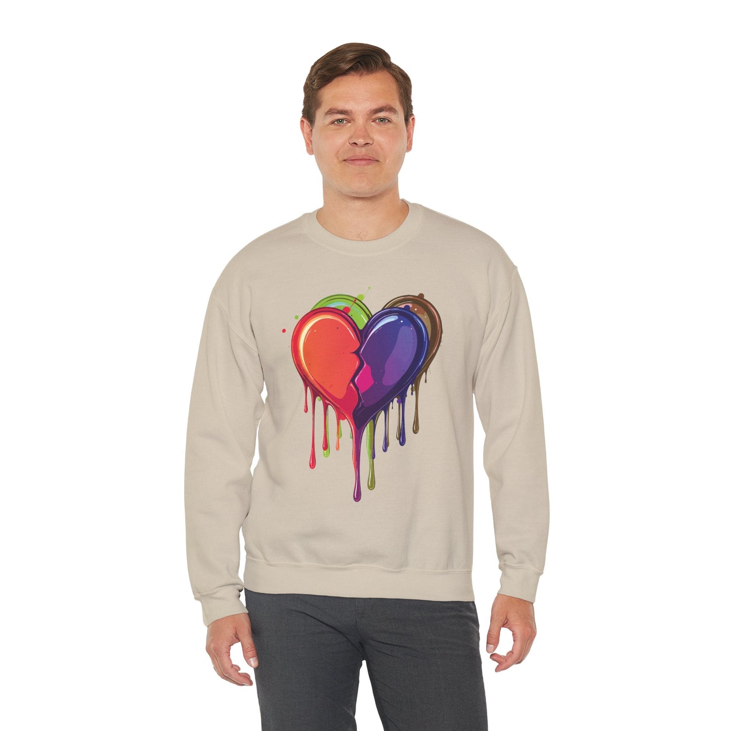 Unisex Double Heart Sweatshirt Valentines Day Love Theme Big Heart Design