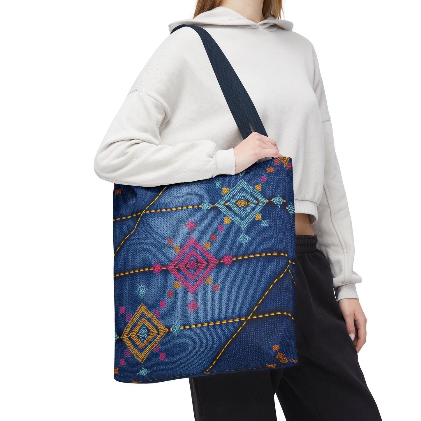 Diwali Graphic Denim Fabric Imitation Print Unisex Canvas Bag Poly Spun 3 Sizes Tote Bag 205-22