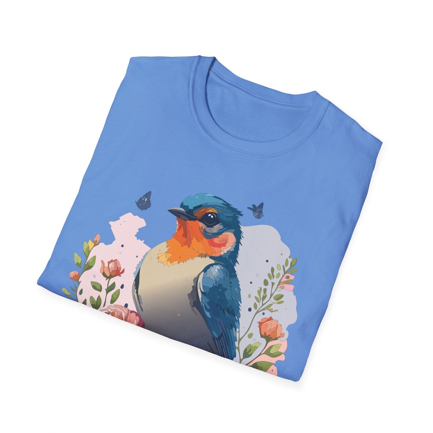 Bird T Shirt Floral Design Unisex Gildan Softstyle 64000 Ring Spun Cotton Tee Breathable Wear