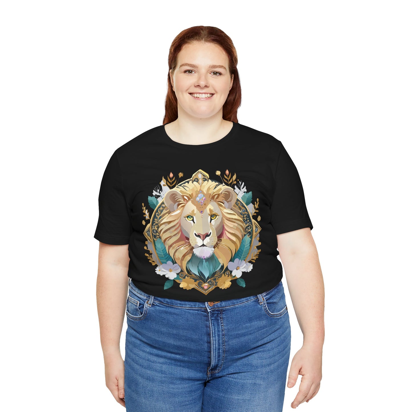 Unisex Lion Graphic Tee, Animal Shirt, Tee Shirt with Lion, Medallion T-Shirt, Animal Medallion Tees 2