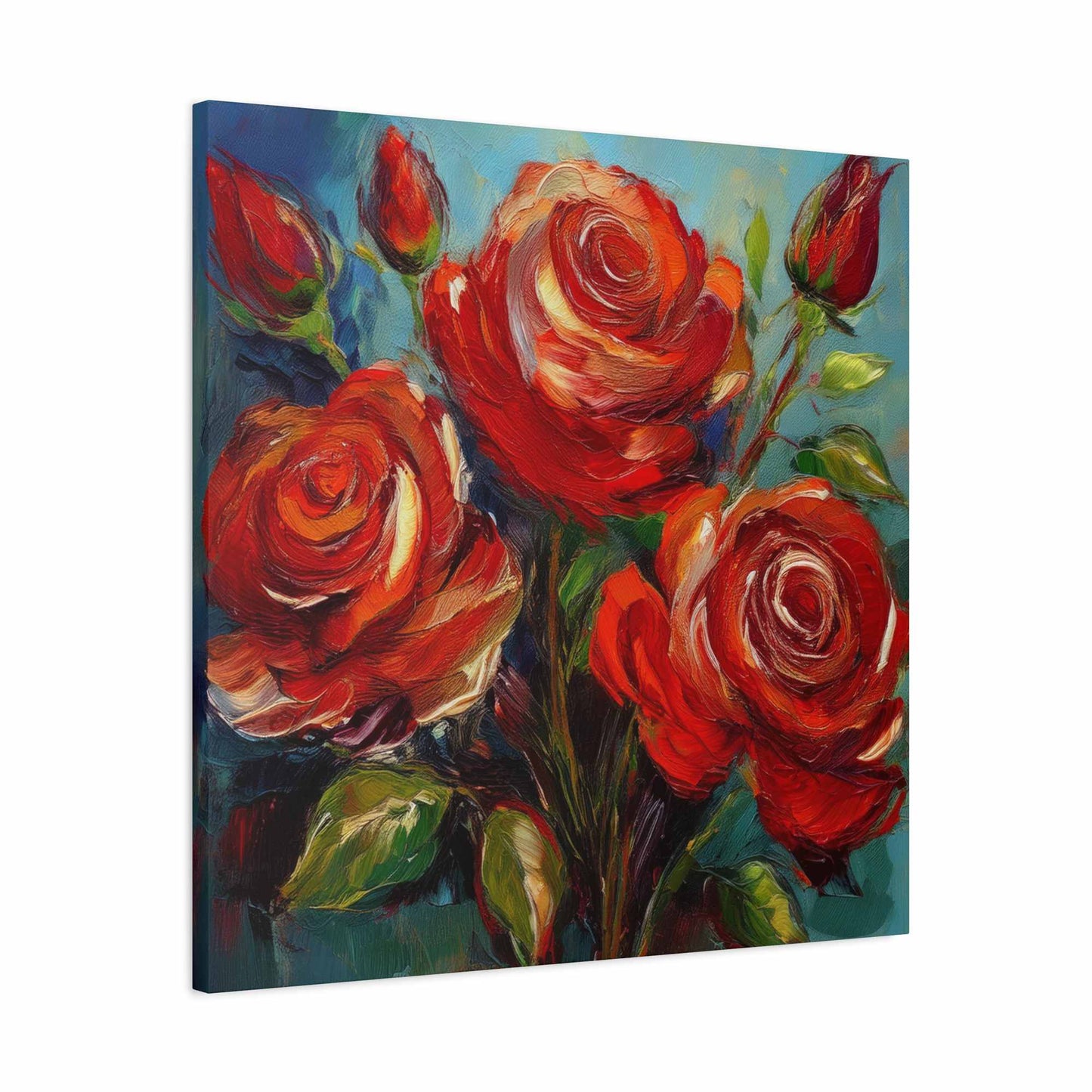 Red Roses Print Canvas, Roses Oil Paint Print 20x20, 24x24, 30x30, 32x32, 36x36, Floral Art Design Print Non-Frame MC-23