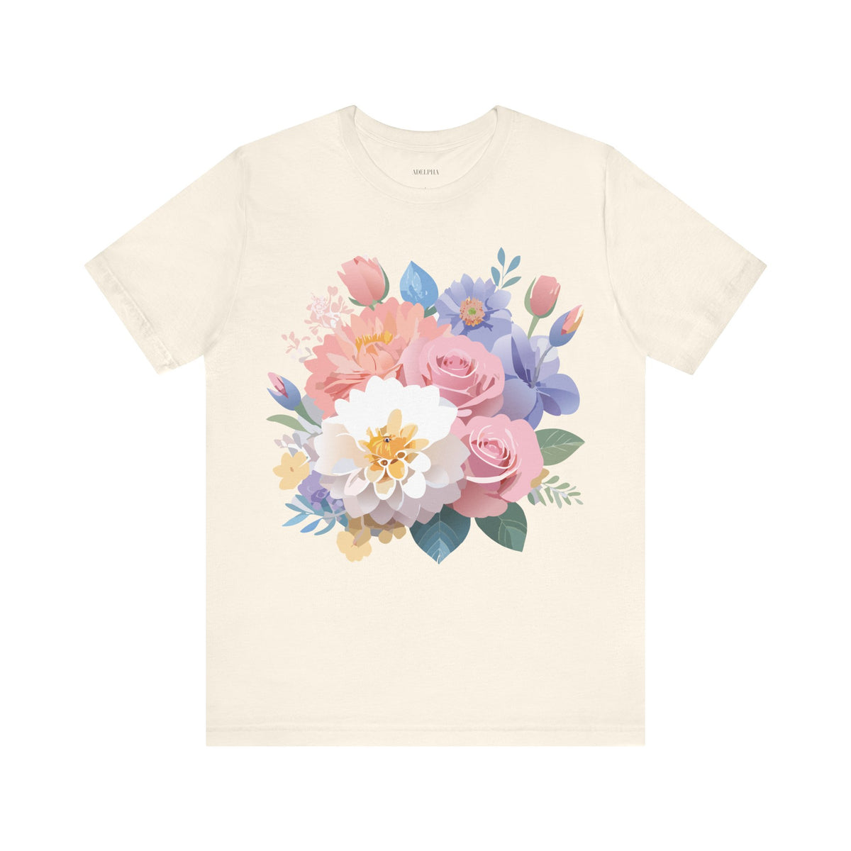 Floral Graphic Unisex Cotton Bella+Canvas Tee with Flowers Art Design n120