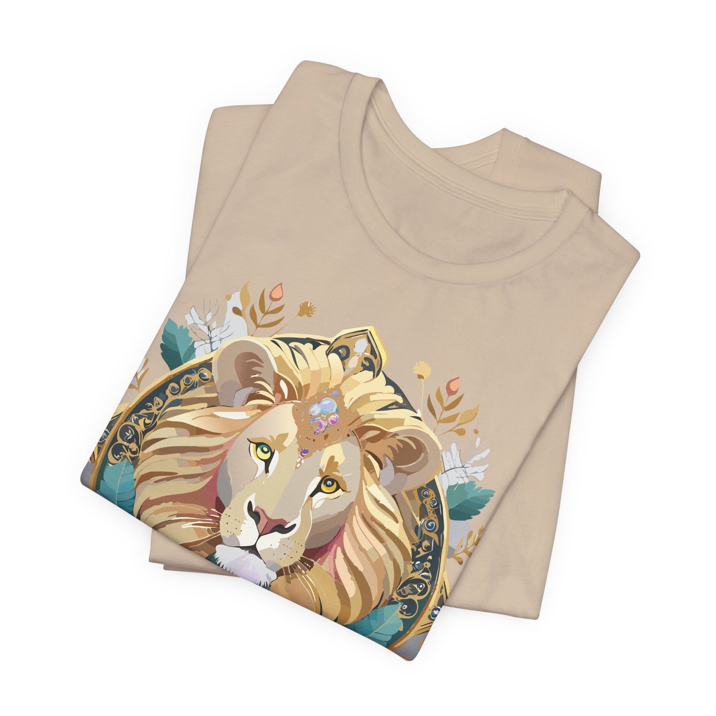 Unisex Lion Graphic Tee, Animal Shirt, Tee Shirt with Lion, Medallion T-Shirt, Animal Medallion Tees 2
