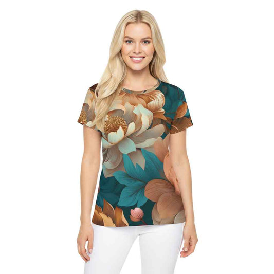 Women Poly T-Shirt with Floral Print