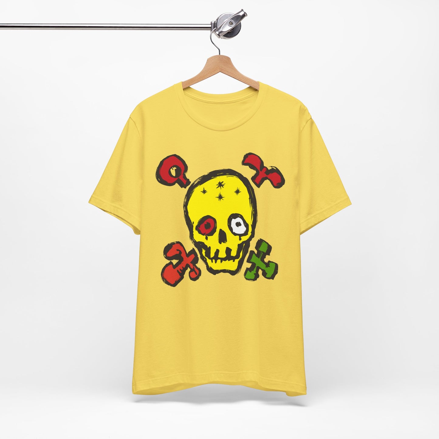 Yellow Skull Graphic Design Tee, Skull Shirt, Vintage Tees, Art Design T-Shirt, Vintage Graphic Tee, Art Shirts with Skulls