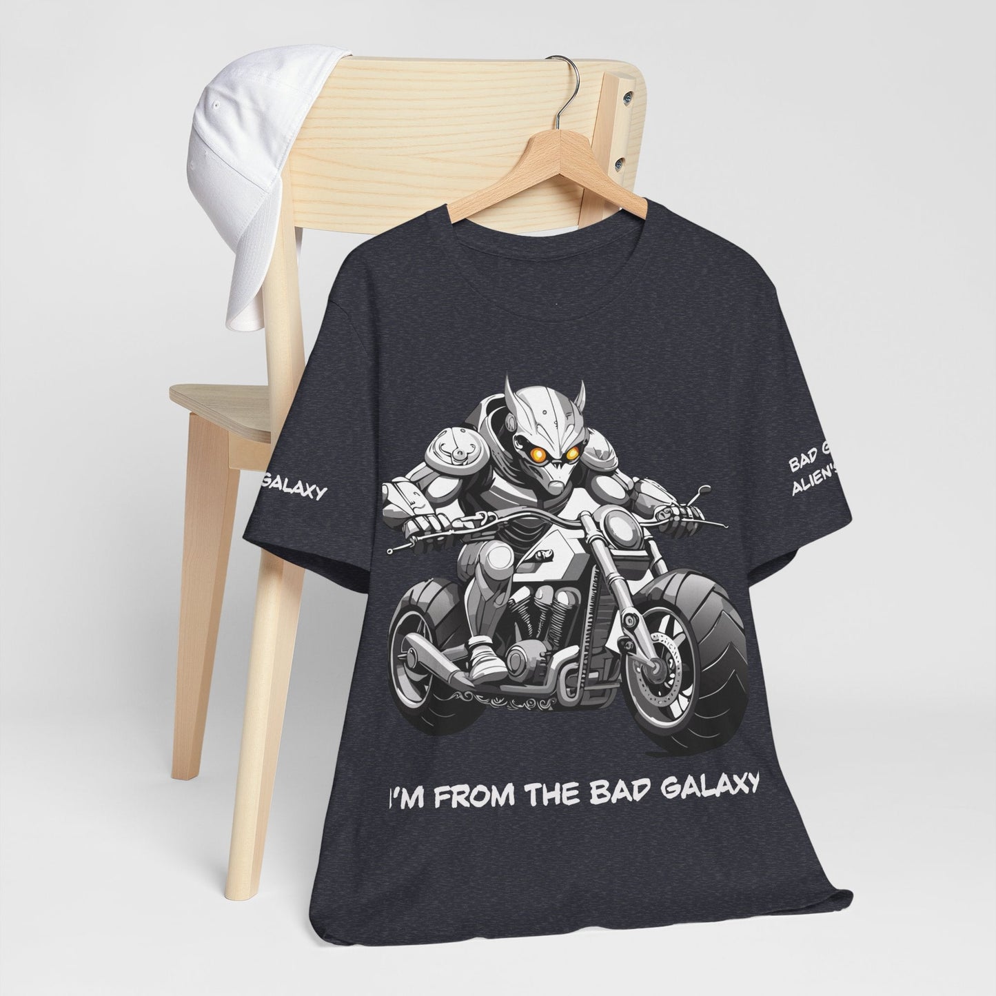 Tee Shirt With Alien From Bad Galaxy 100 Percent Cotton Lightweight Made In USA Eco Friendly Inks