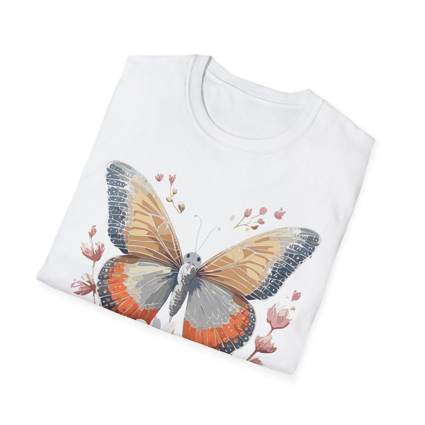 Unisex Butterfly T Shirt Softstyle Gildan 64000 Comfortable Durable Tee For Everyday Wear