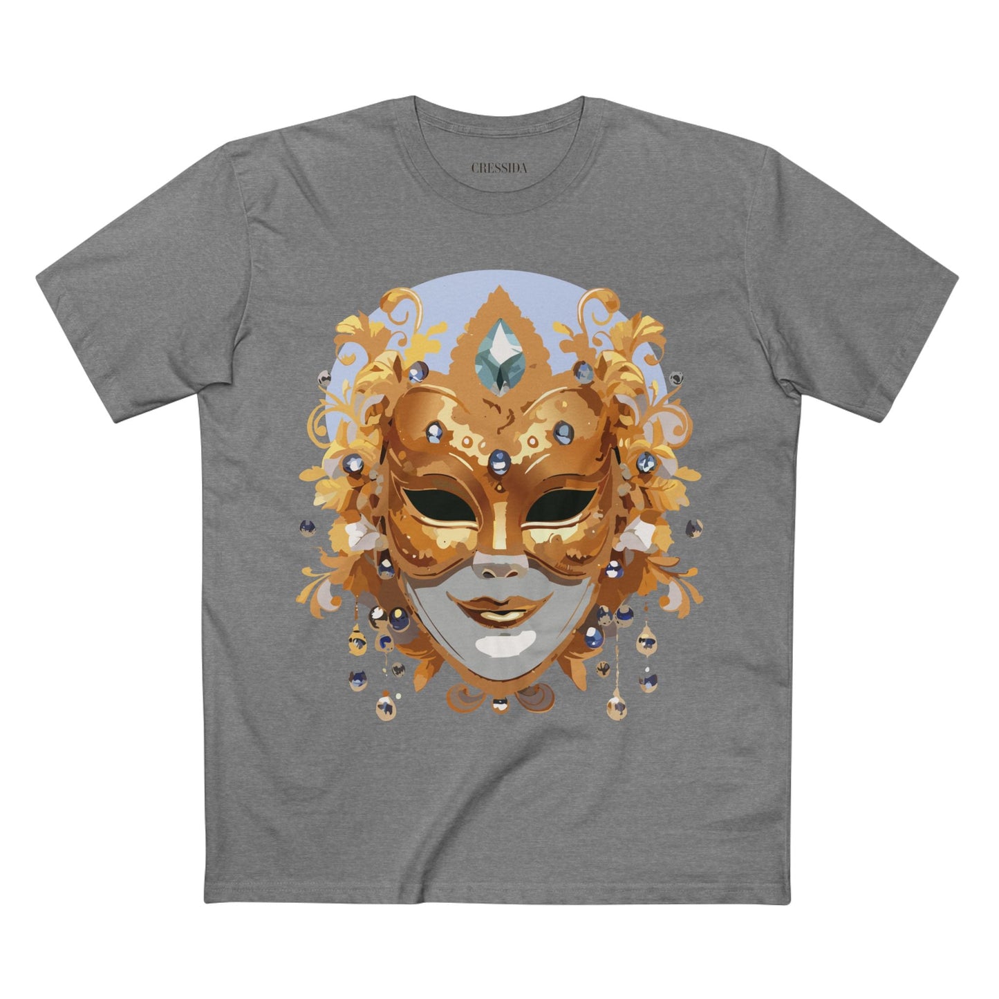 Carnival Mask Graphic T-Shirt Unisex 100 Cotton With Antique Gold Art Design Tee 1