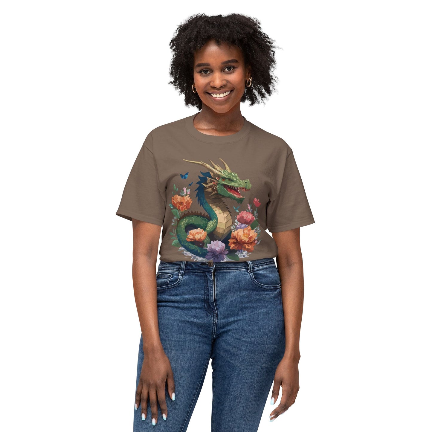 Dragon T Shirt With Art Print HD Cotton Unisex Tee Vintage Dragon Design