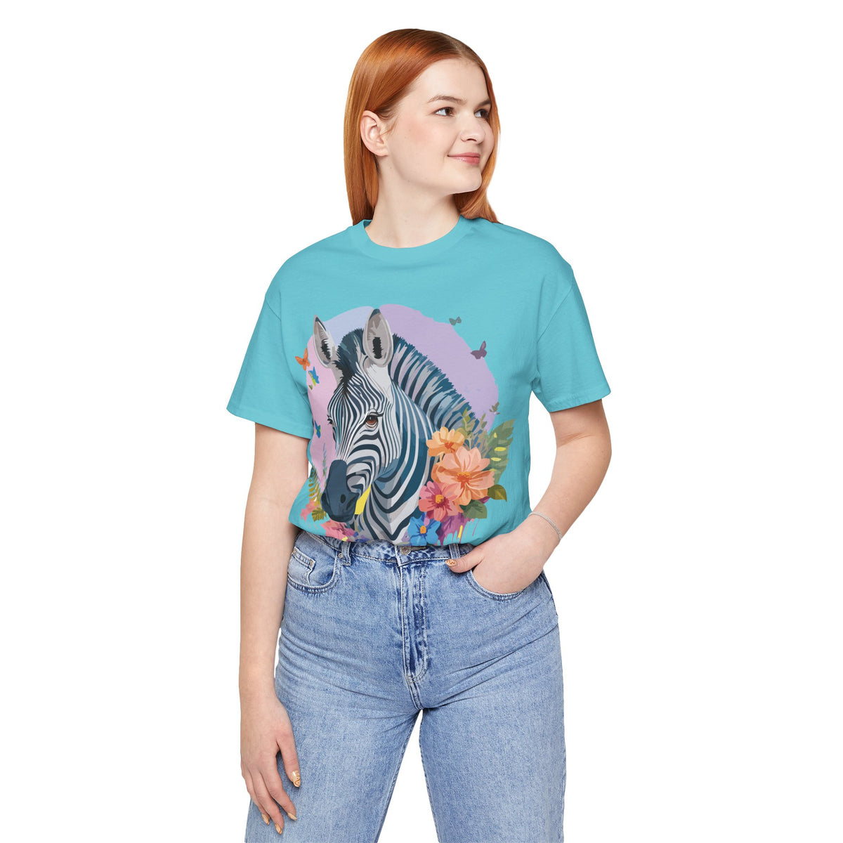 Zebra Graphic Unisex Cotton Bella+Canvas Tee with Art Animal Design e78