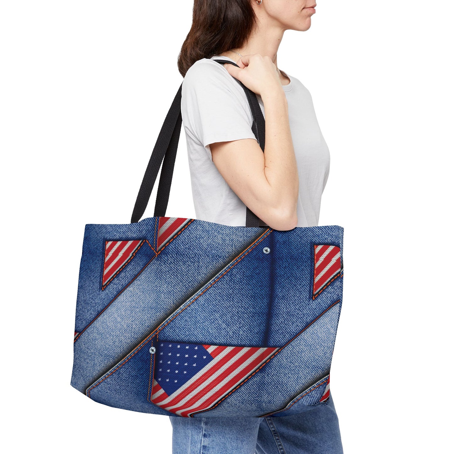 4th of July Denim Print Yoga Bag High-Quality 100% Spun Poly 24x13 Canvas Bag 75