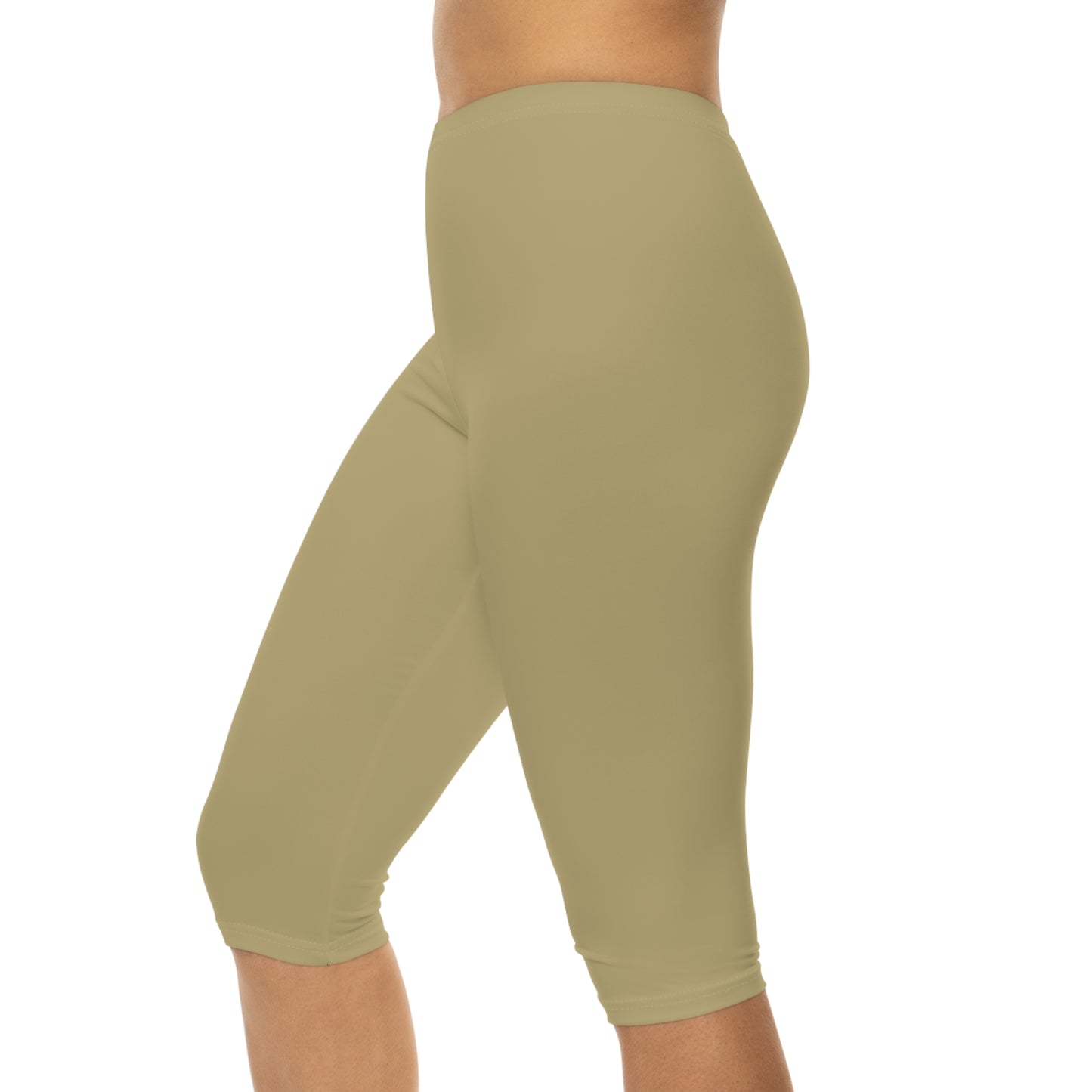 Summer Sand Color Women's Brushed Suede Poly Span Casual Capri Leggings XS-2XL