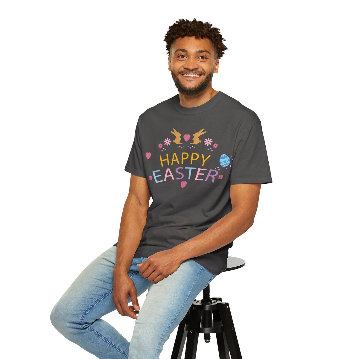 Easter Bunny Heart T-Shirt, Tee Shirt with Easter Signature, T Shirt with Easter Prints, Tee Shirt with Easter Design 2