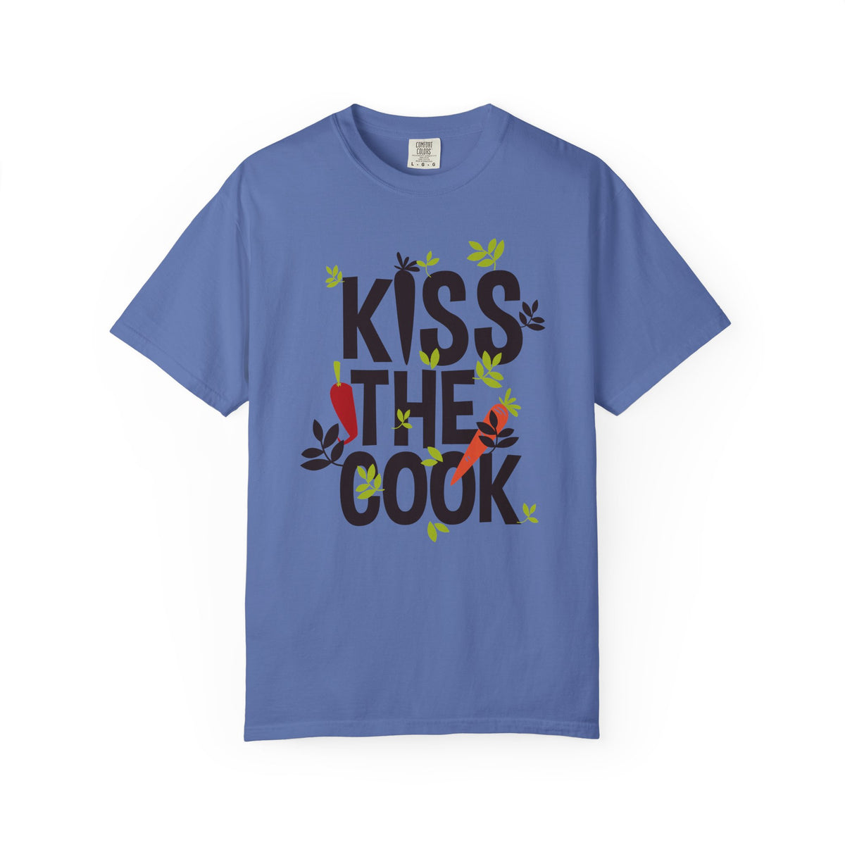 Kiss The Cook Chef Kitchen Cooking Graphic Unisex Comfort Colors Garment-Dyed Heavyweight 100 Cotton Art Design T-Shirt w6