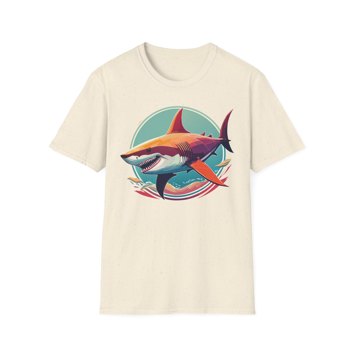 Colorful Great White Shark Illustration T-Shirt | Ocean Retro Graphic