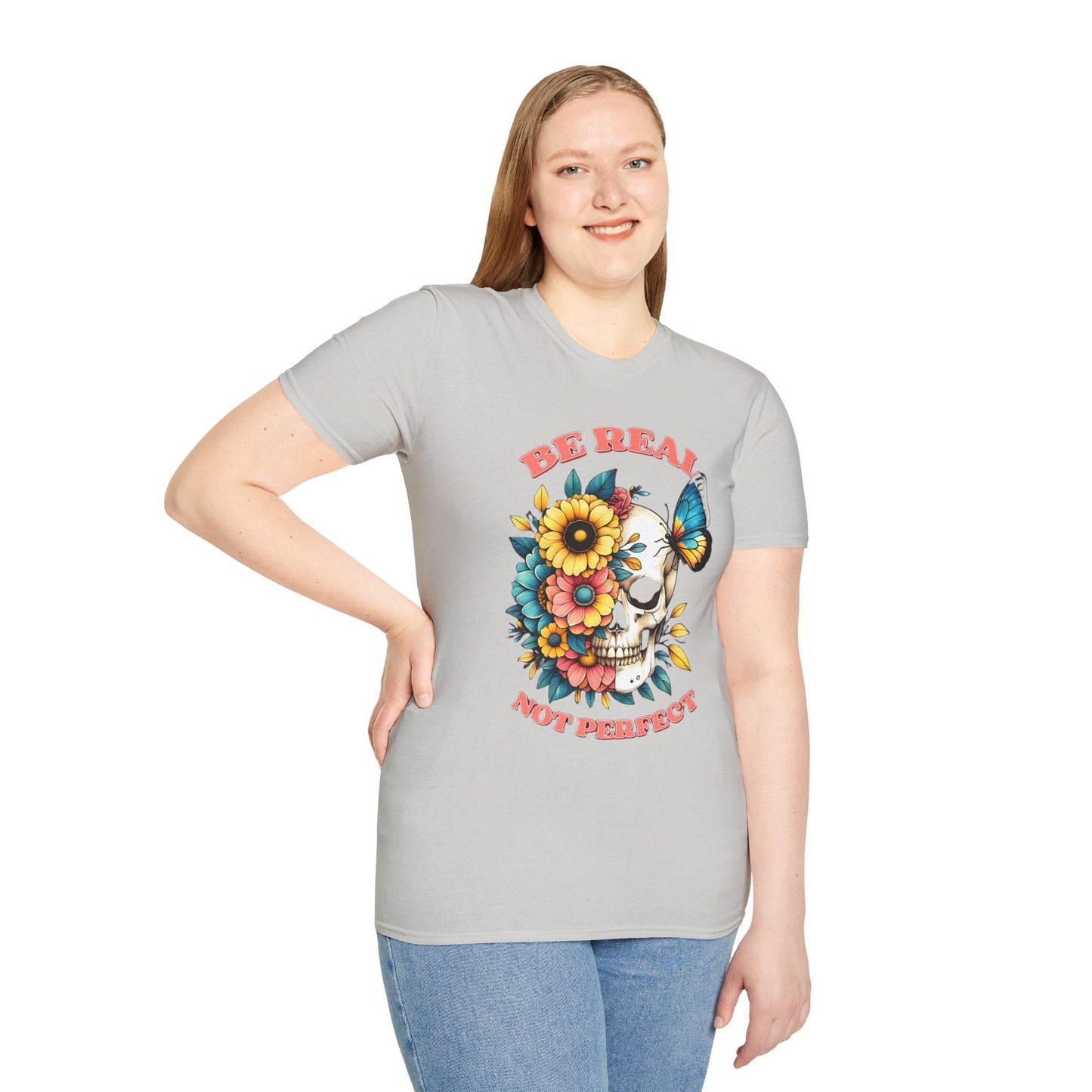 Gildan Skull Tee Shirt Unisex Skeleton Print Tee 100 Percent Ring Spun Cotton Softstyle