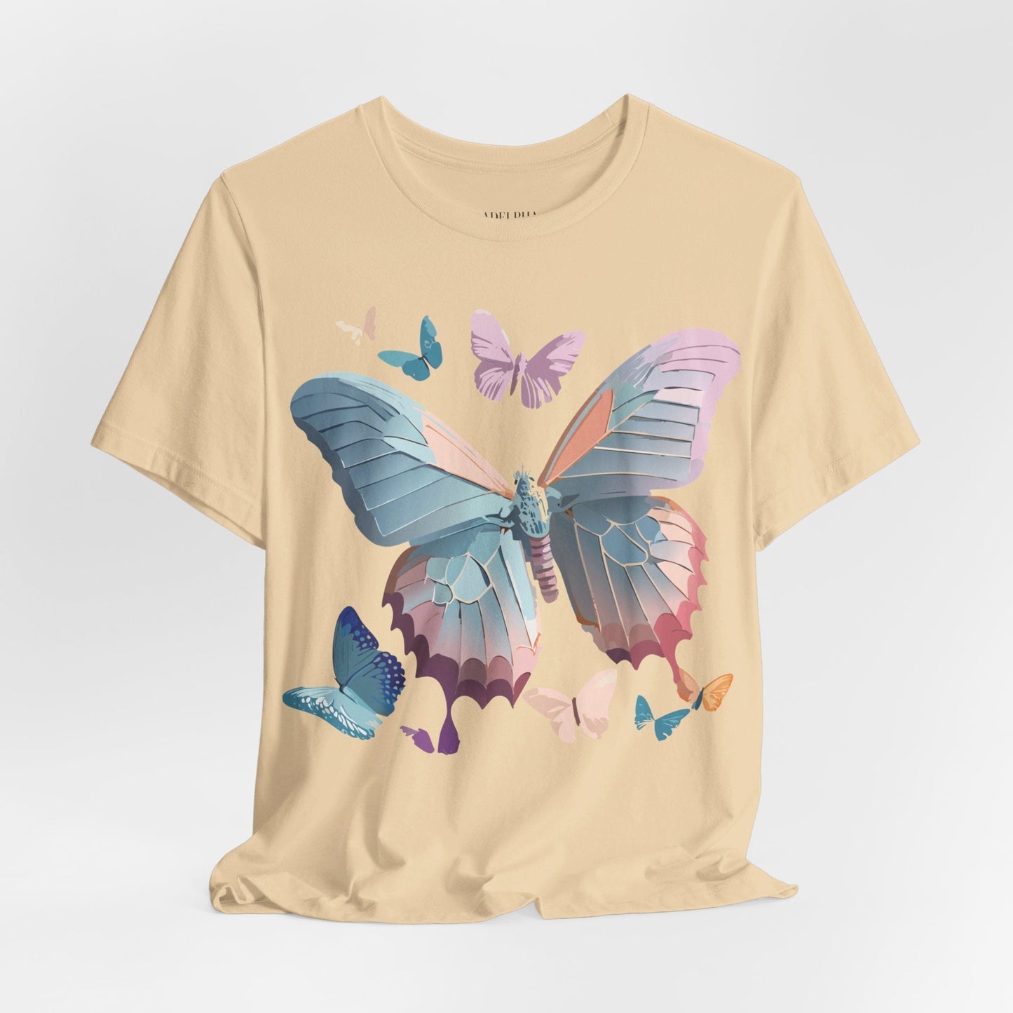 Butterfly Graphic Short Sleeve Tee Unisex Vintage Art Shirt By Adelpha