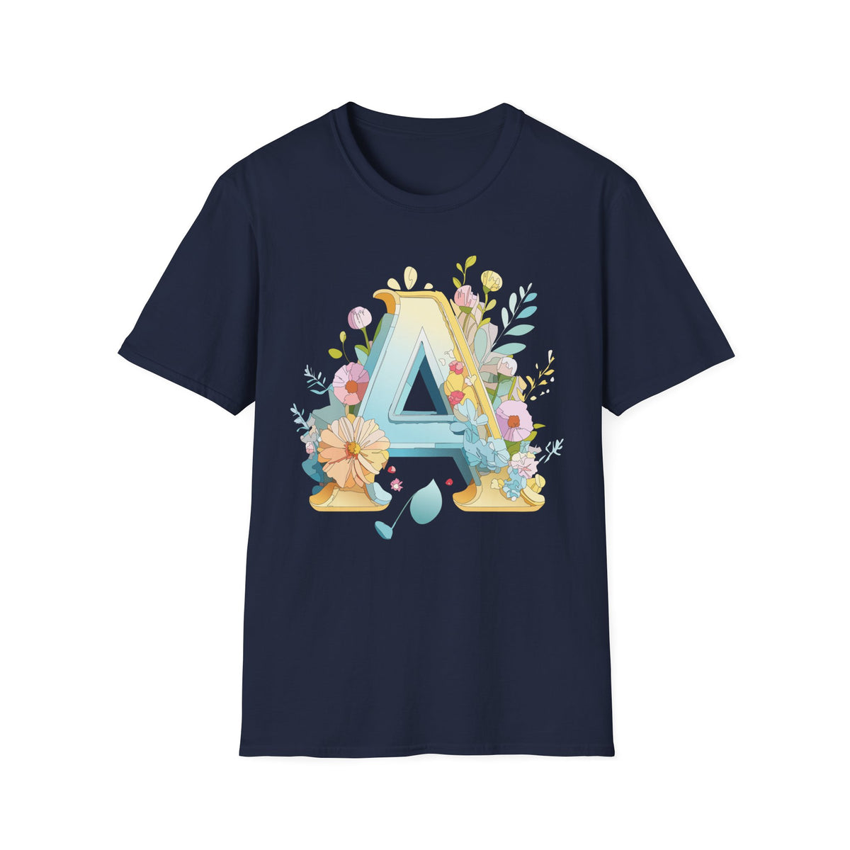 Floral Letter A T-Shirt | Monogram Initial Tee