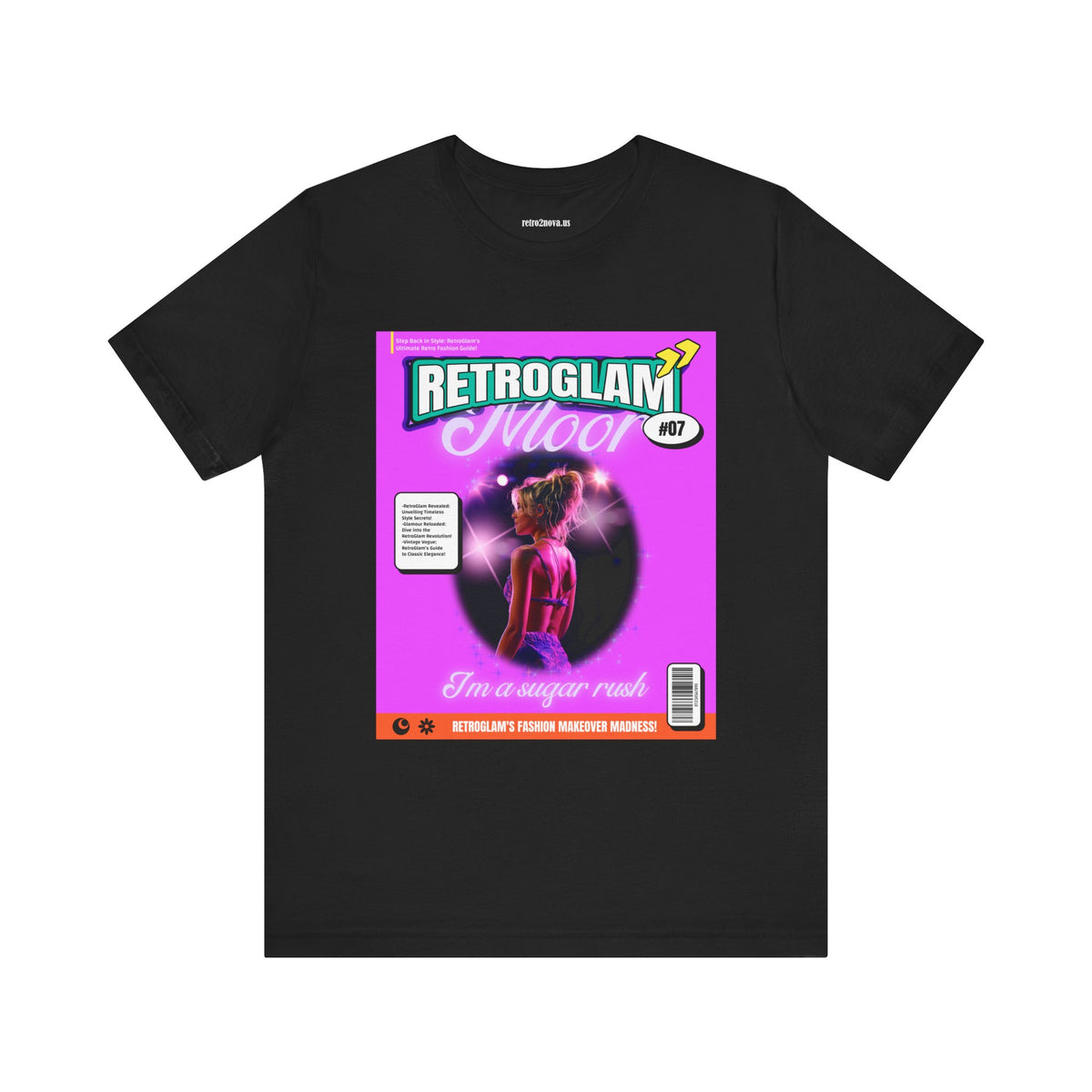Magazine Cover Graphic Unisex Cotton Bella+Canvas Tee with Retro Poster ab27