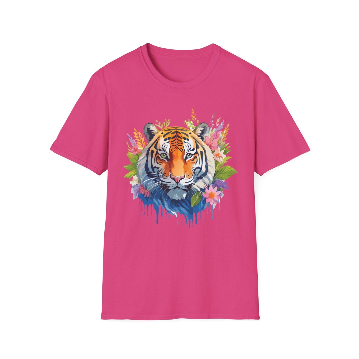 Tiger Print Unisex Gildan Softstyle Tee 64000 100 Percent Ring Spun Cotton