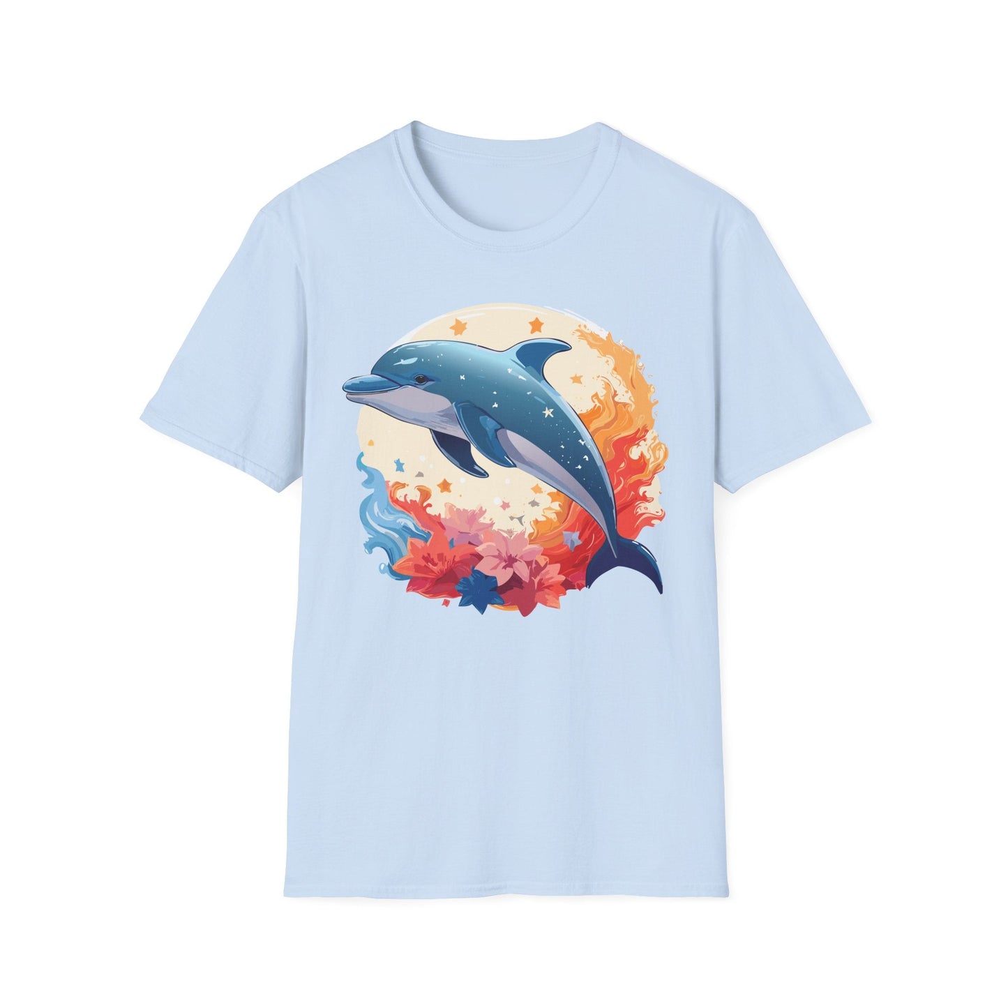Dolphin T Shirt Unisex Softstyle Gildan 64000 100 Percent Ring Spun Cotton Animal Fish Tee