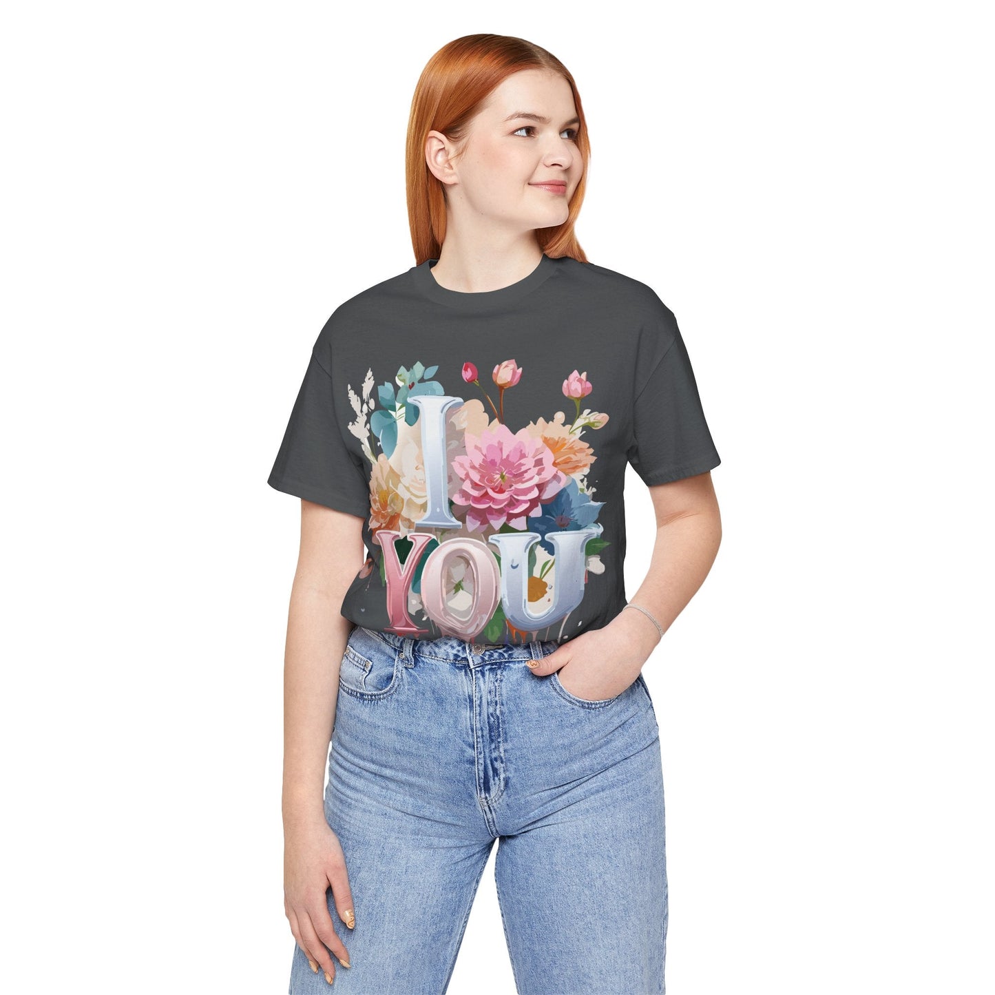 Valentine Day Graphic Unisex 100 Cotton Vintage Artwork with Love and Flower Design Tee 1