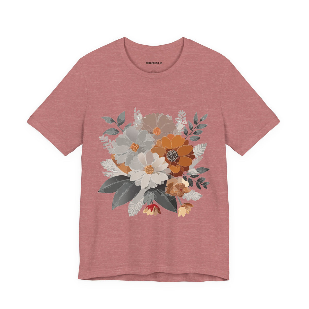 Floral Graphic Unisex Cotton Bella+Canvas Tee with Flowers Design ab12