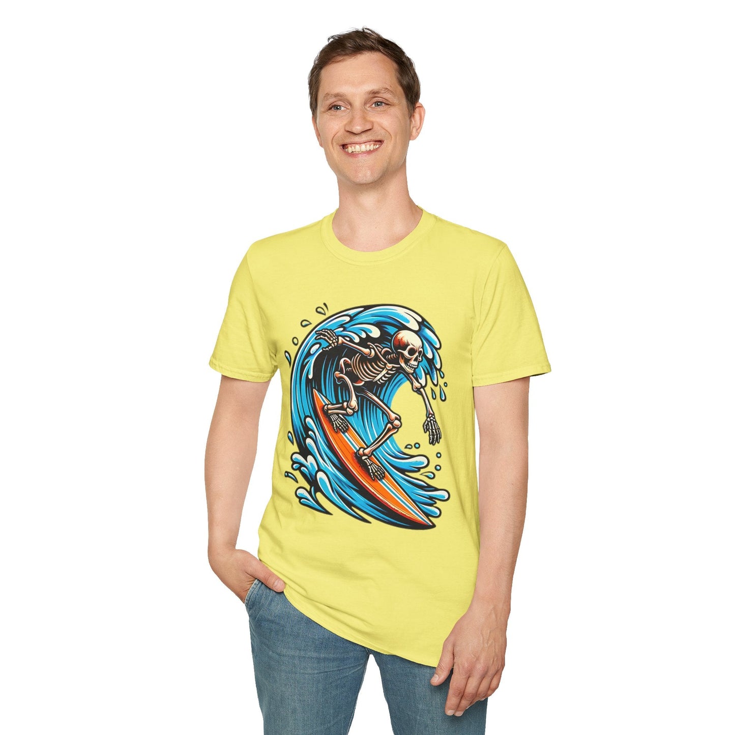 Skull Tee Shirt With Skeleton Art Design Unisex Gildan Softstyle 64000 Ring Spun Cotton Tee