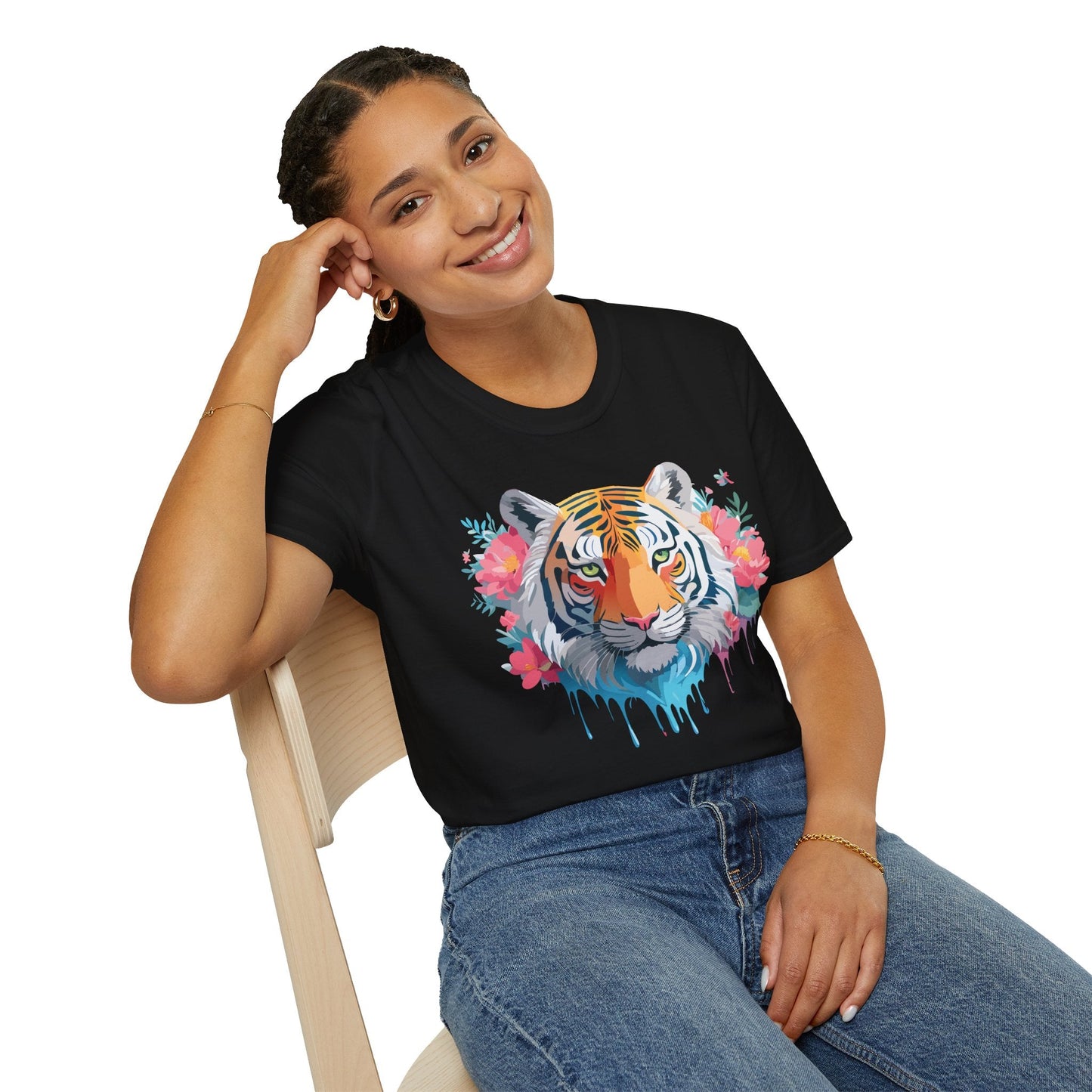 Tiger Shirt Unisex Animal Tee 100 Percent Ring Spun Cotton Softstyle