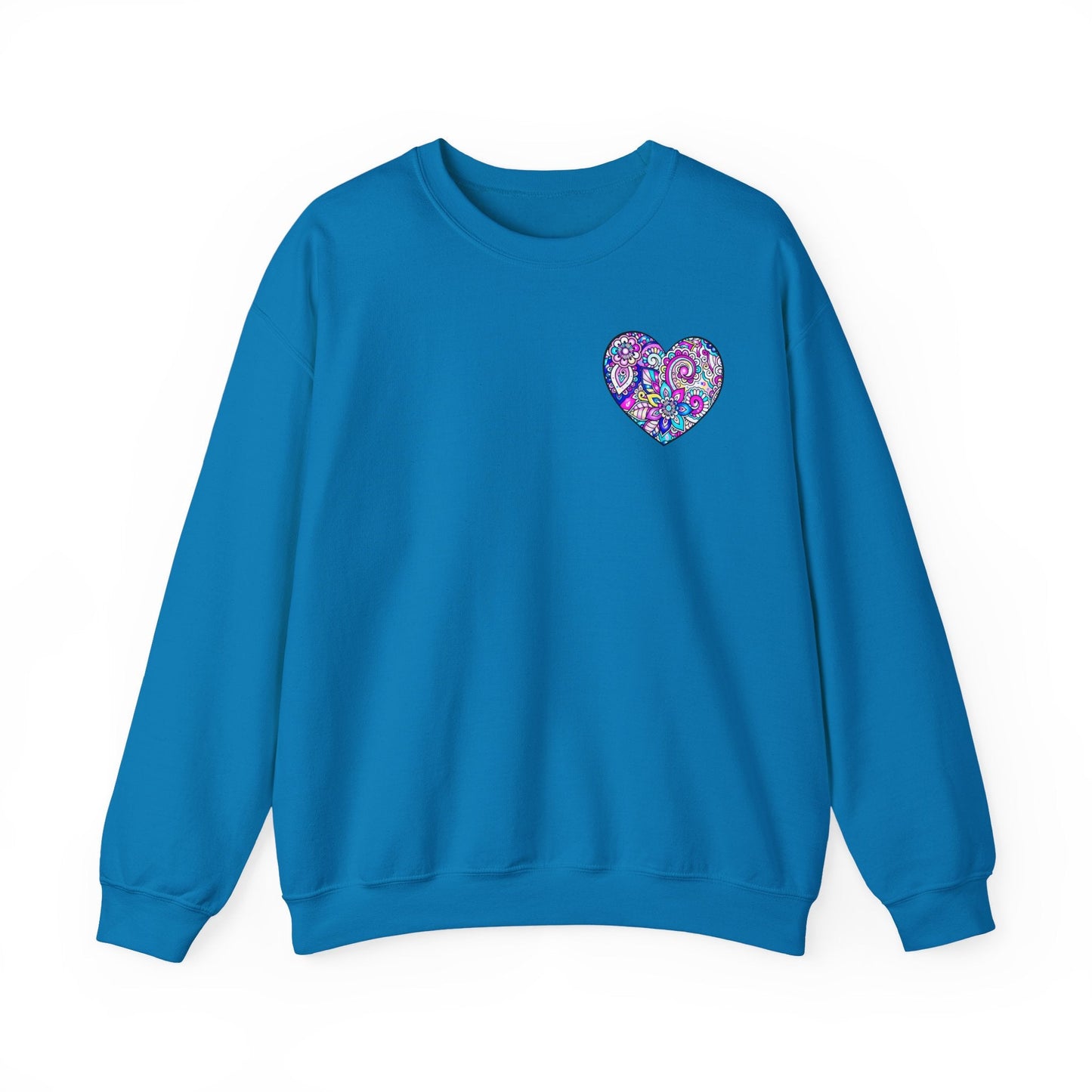 Floral Heart Sweatshirt Valentines Day Unisex Crewneck Gildan 18000 Heavy Blend Cotton Polyester