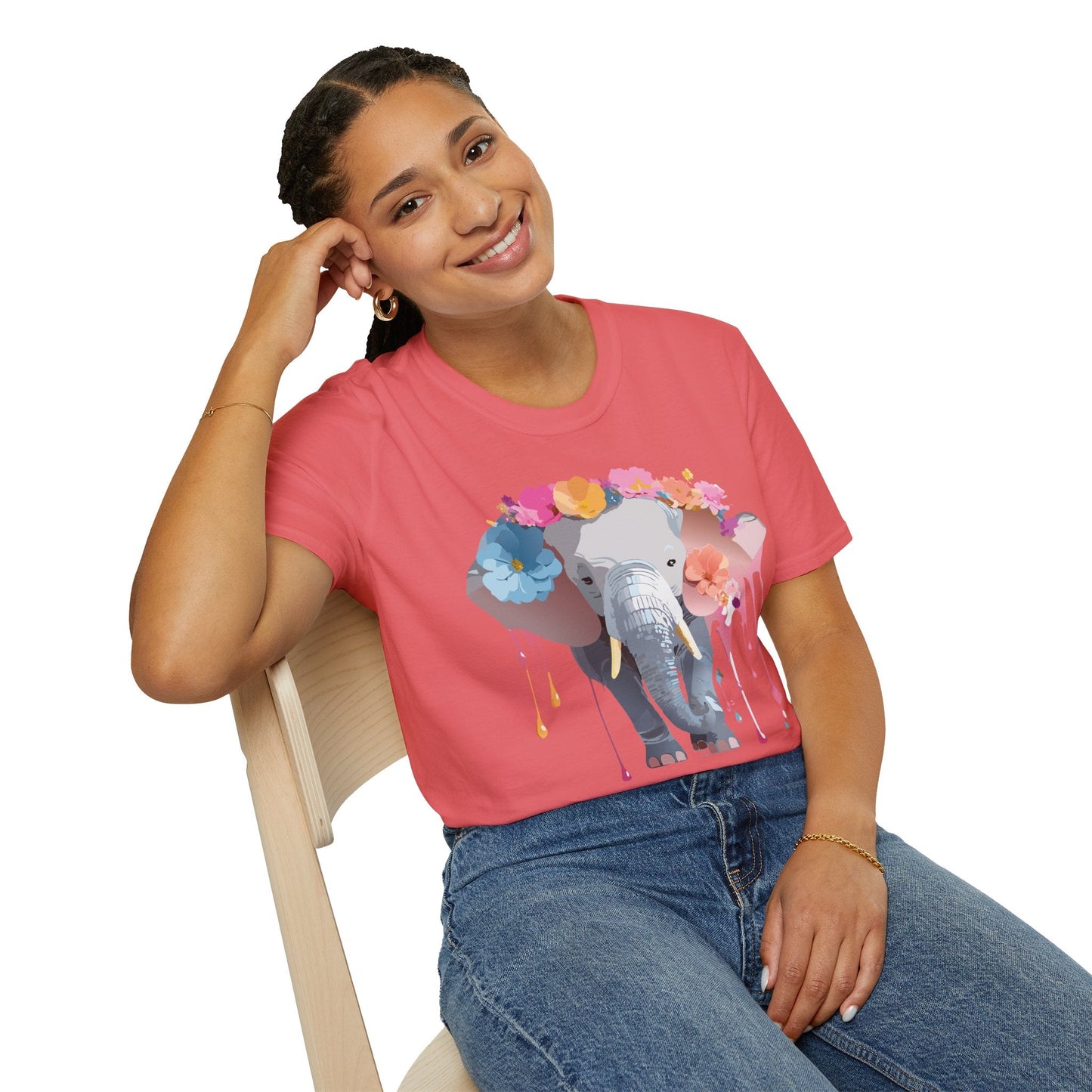 Elephant T Shirt Unisex Softstyle Gildan 64000 Elephant On T Shirt Animation Animals Tee