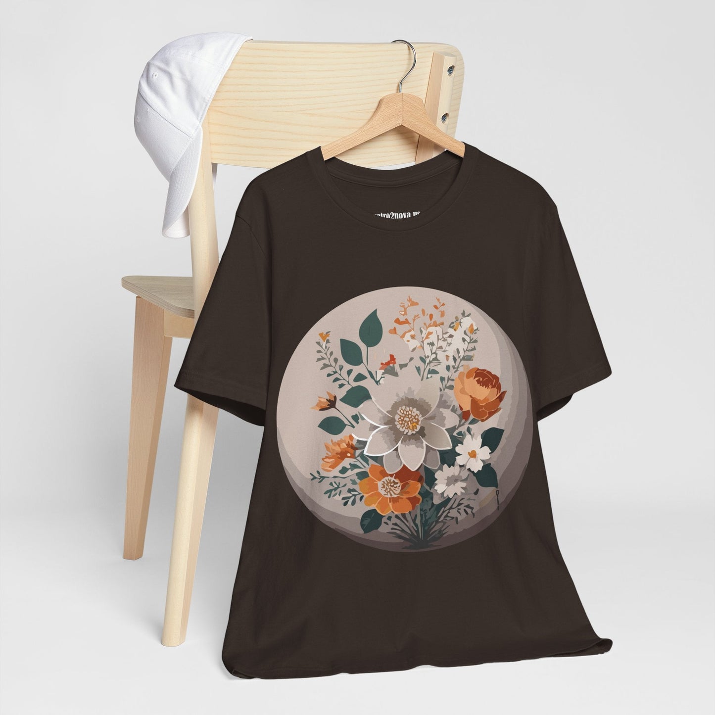 Retro2Nova Floral Shirt Unisex Short Sleeve Tee Lightweight Breathable Cotton Blend Jersey