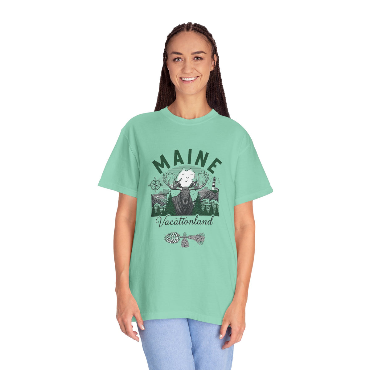 Maine State Travel Tourist Graphic Gift Tee Unisex 100 Cotton Comfort Colors T-Shirt