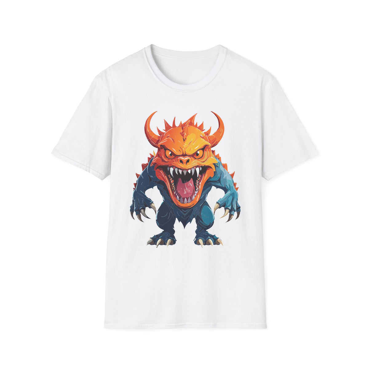 Monster Roar T‑Shirt — Fierce Orange Dragon Cartoon Graphic Tee Unisex 100 Cotton Gildan T-Shirt