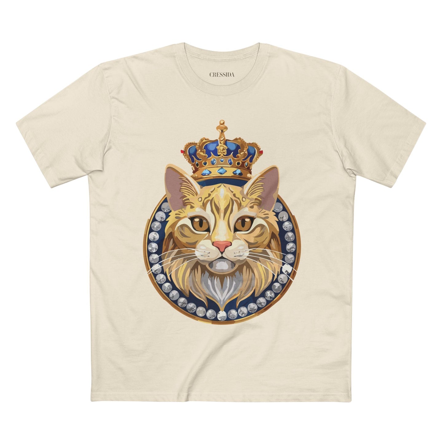 Cat Graphic Unisex 100 Cotton Tee With Unique Animal Golden Medallion Art Design 13