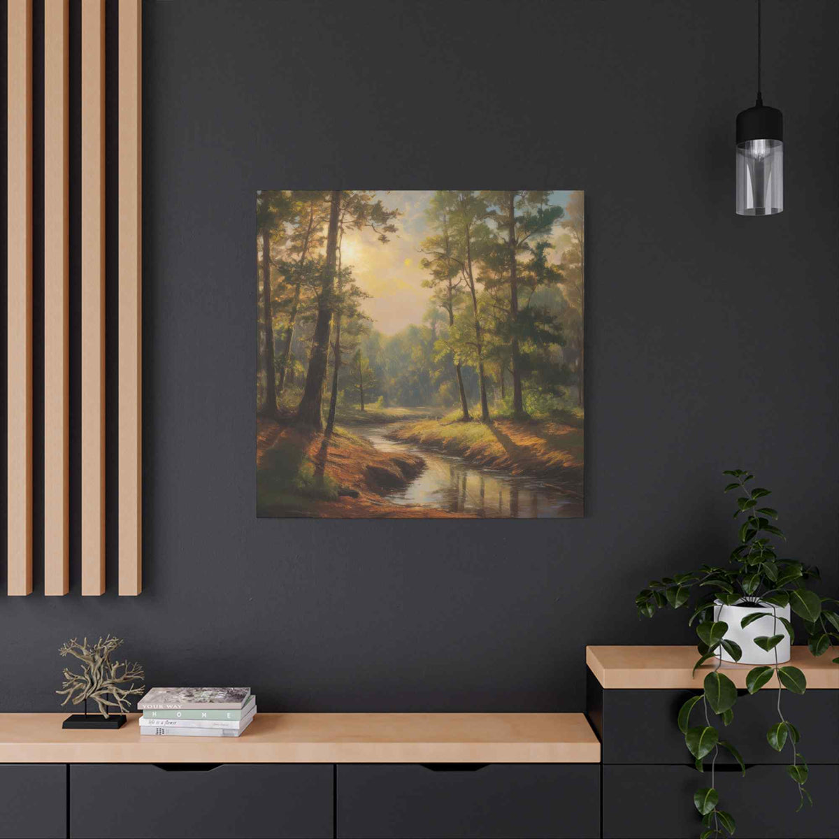 Forest Print Canvas, Trees Oil Paint Print 20x20, 24x24, 30x30, 32x32, 36x36 Art Design Print Pine-Wood Inner Frame MC-71