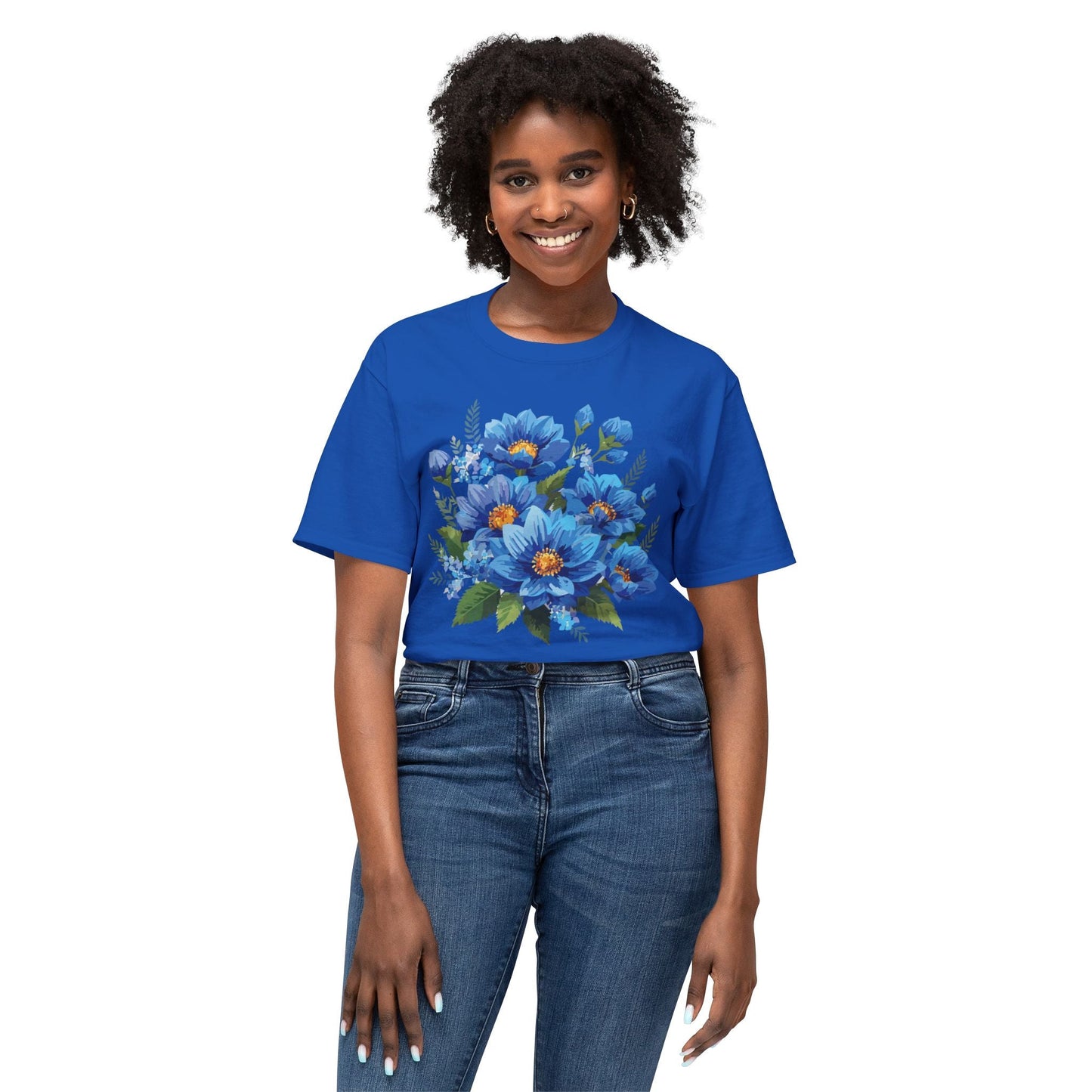 Unisex Floral T Shirt with Vintage Flower Art Print HD Cotton Tee Designed In USA