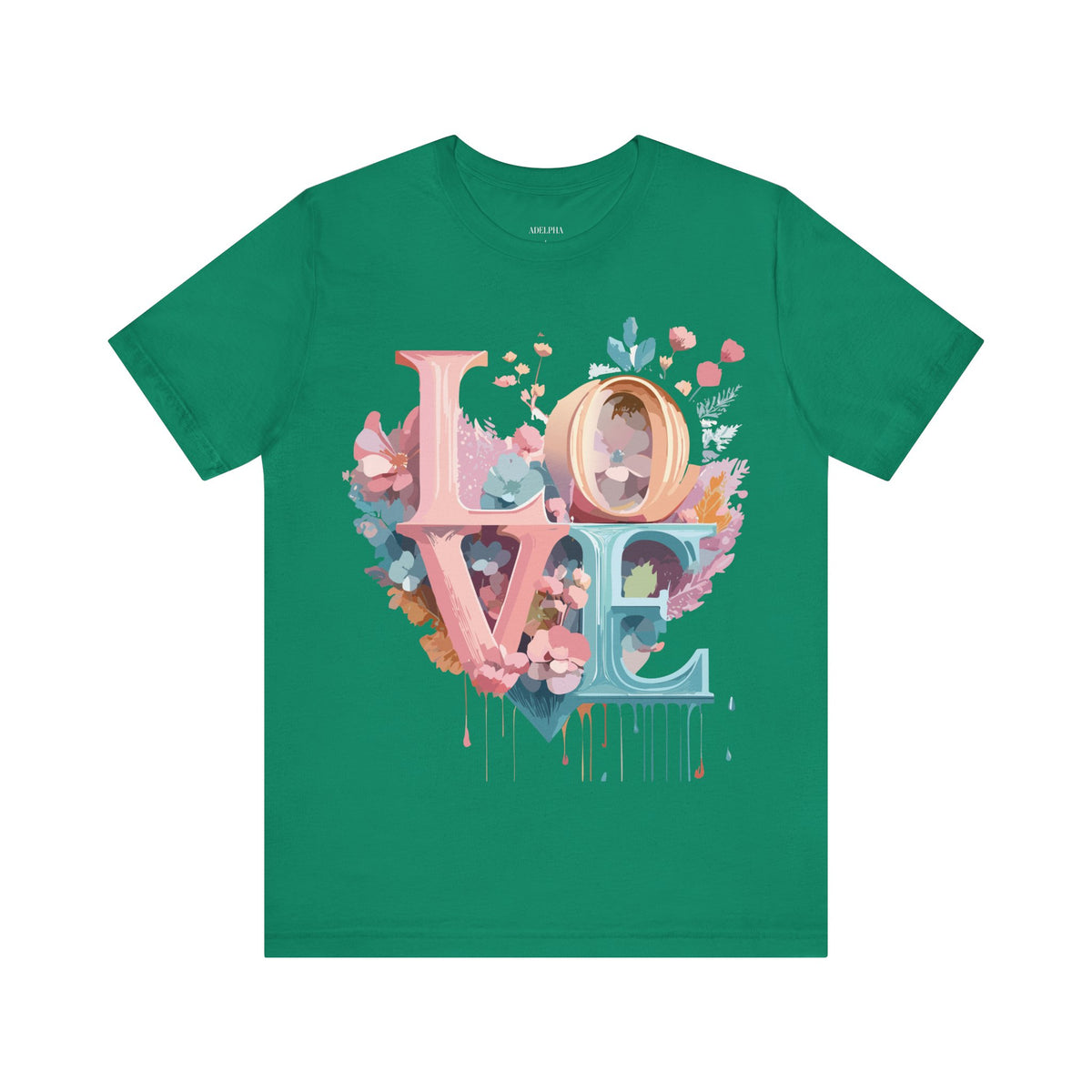Valentine's Day Graphic Unisex Cotton Bella+Canvas Tee with Floral Art Design d121