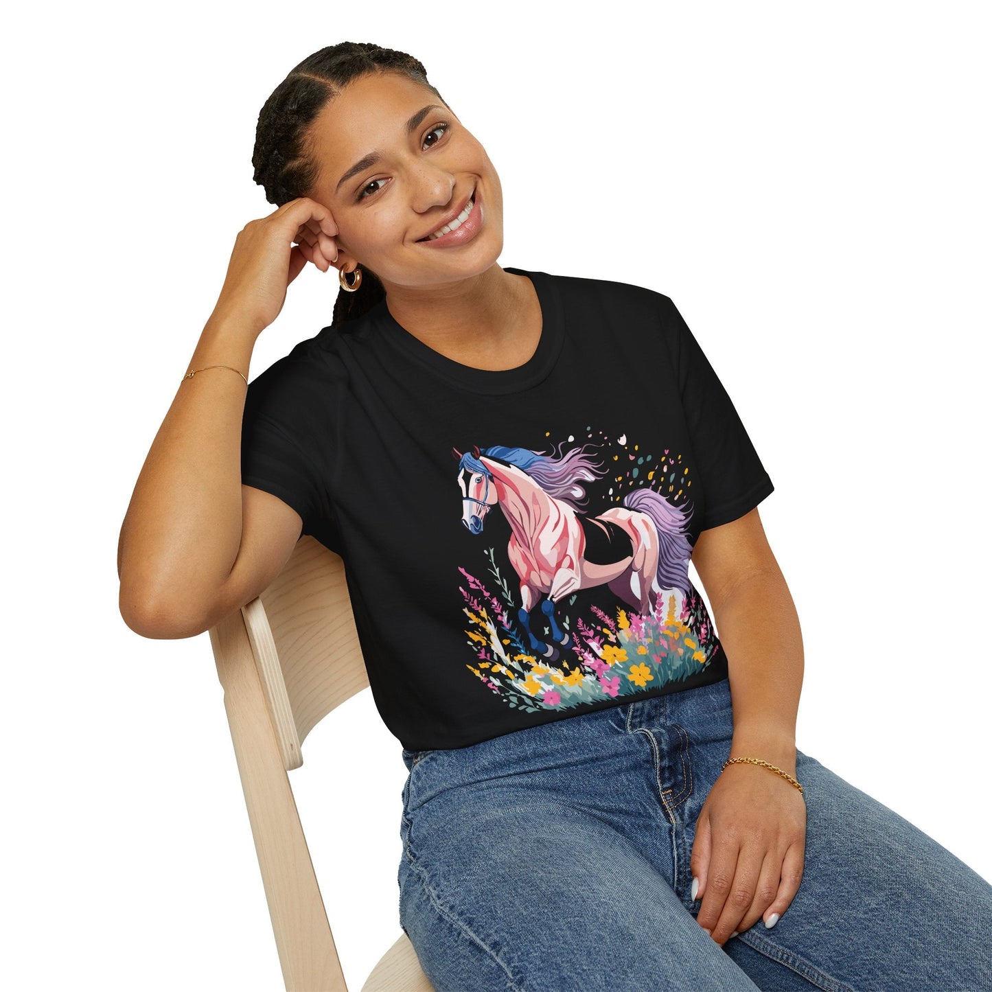 Horse Shirt Unisex Tee Animal Print Gildan Softstyle 64000 Ring Spun Cotton