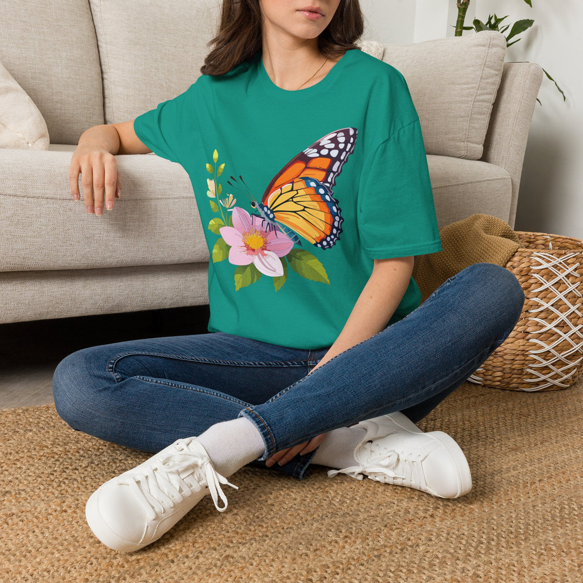 Butterfly and Wildflower Graphic Tee Unisex 100 Cotton Gildan T-Shirt