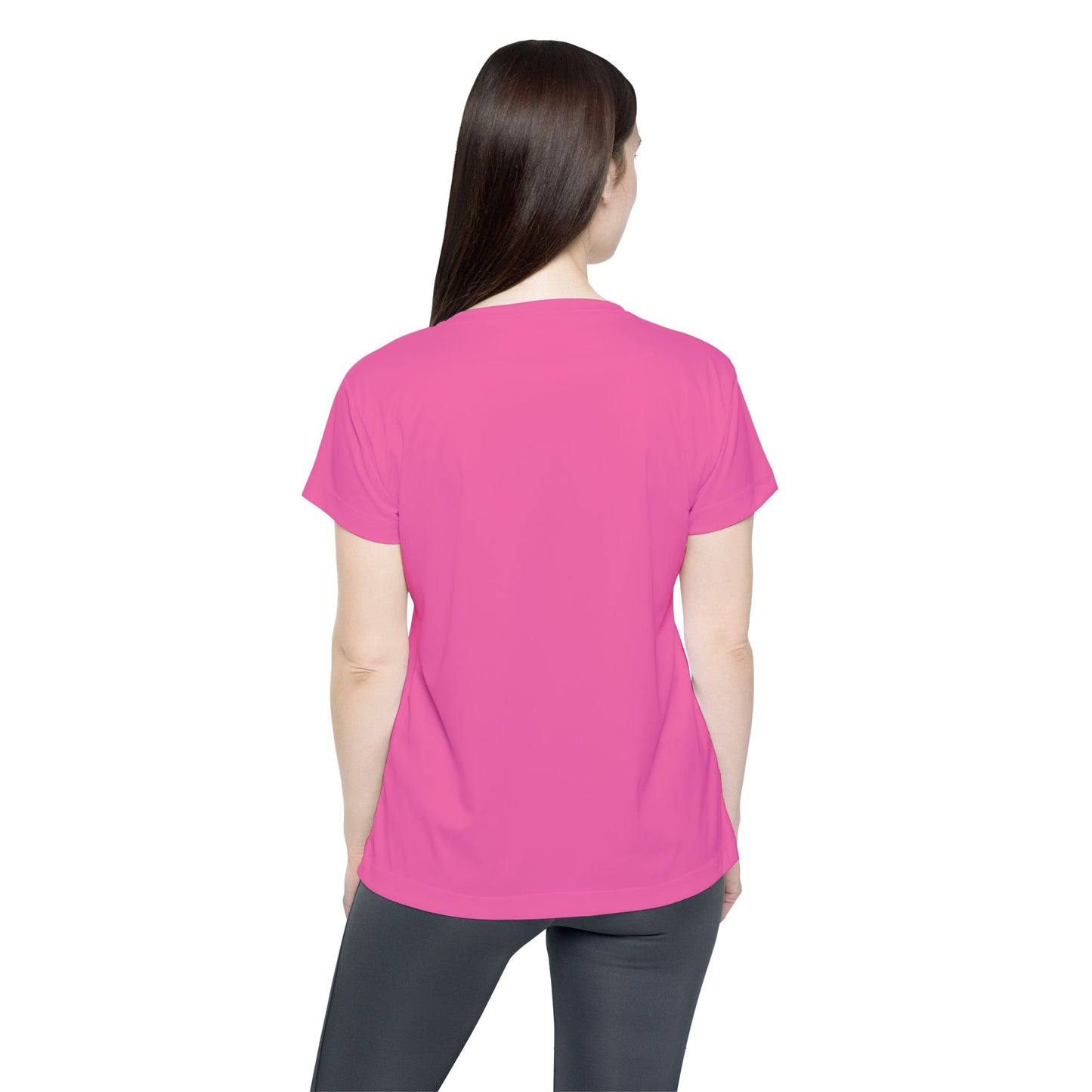 Hot Pink Web Women's Sports Jersey Short Sleeves 100% Poly Solid Pink Color Print Athletic Tee