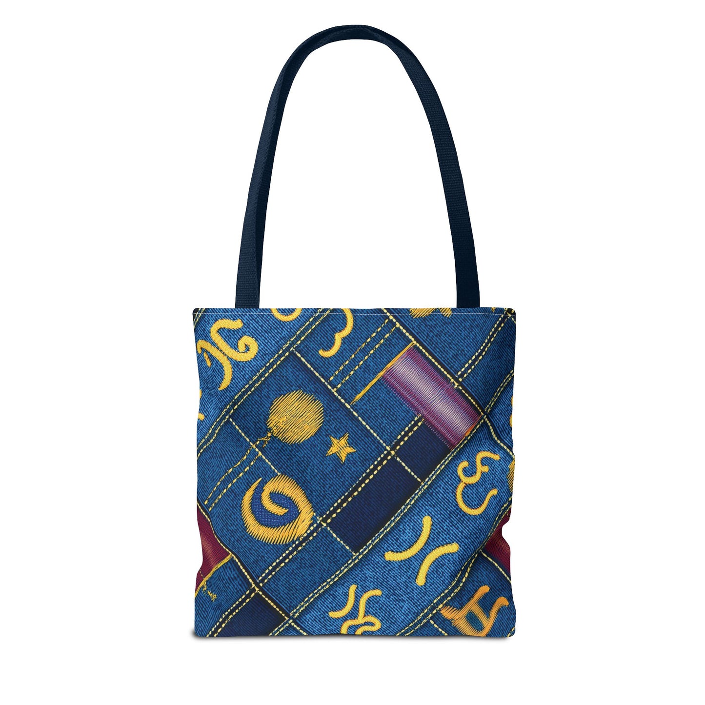 Denim Fabric Imitation Print Unisex Canvas Bag Poly Spun 3 Sizes Tote Bag 184