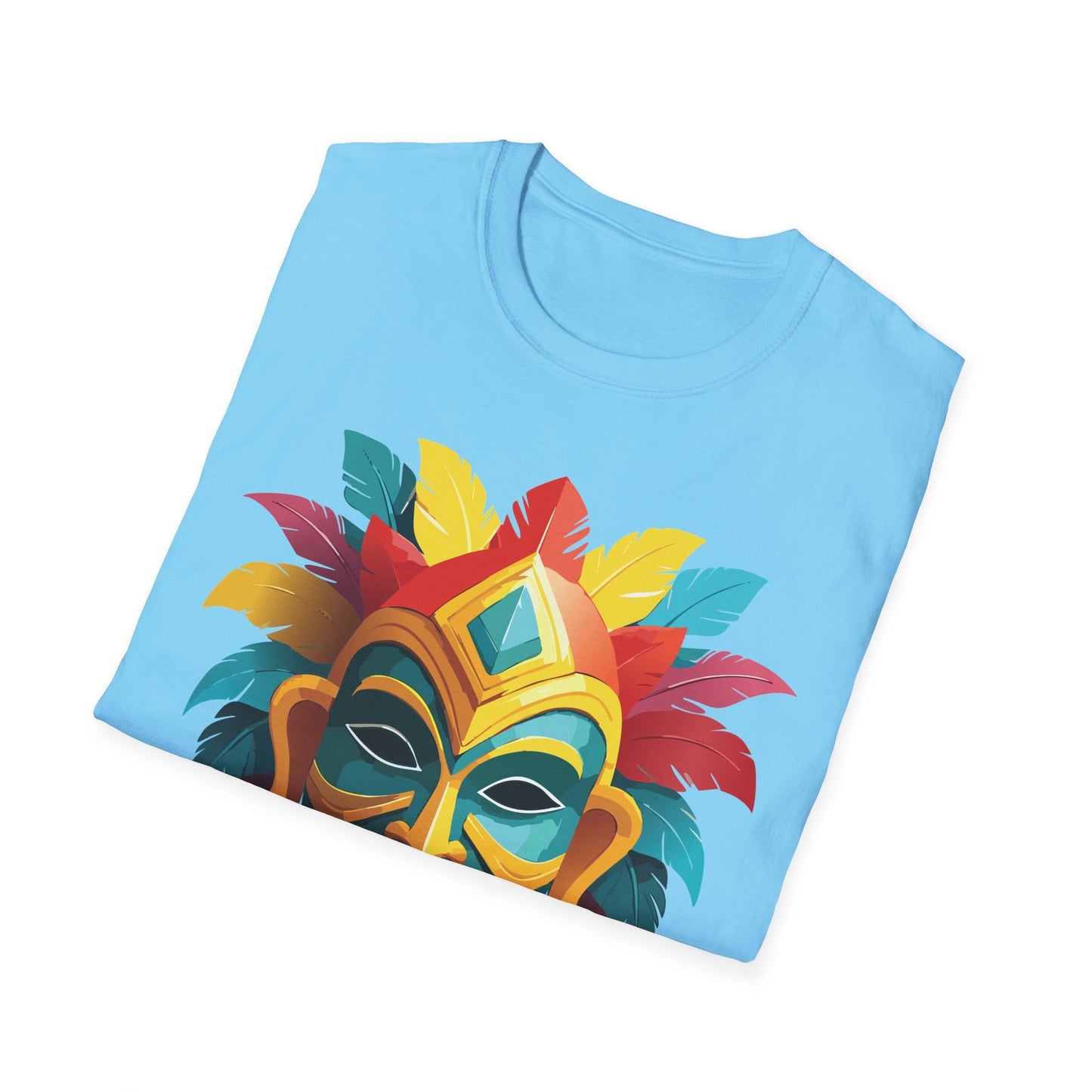 Unisex Mask Tee Shirt Gildan Softstyle 64000 Cotton Masquerade Design For Everyday Wear