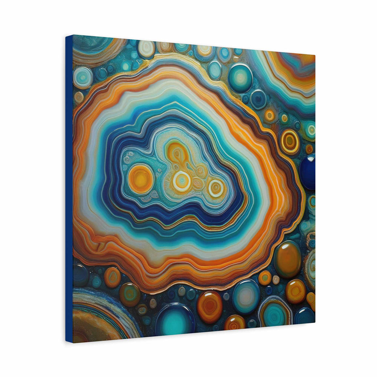 Agate Stone Graphic Print Canvas, Oil Paint Print 20x20, 24x24, 30x30, 32x32, 36x36 Canvas Pine-Wood Inner Frame MC-190