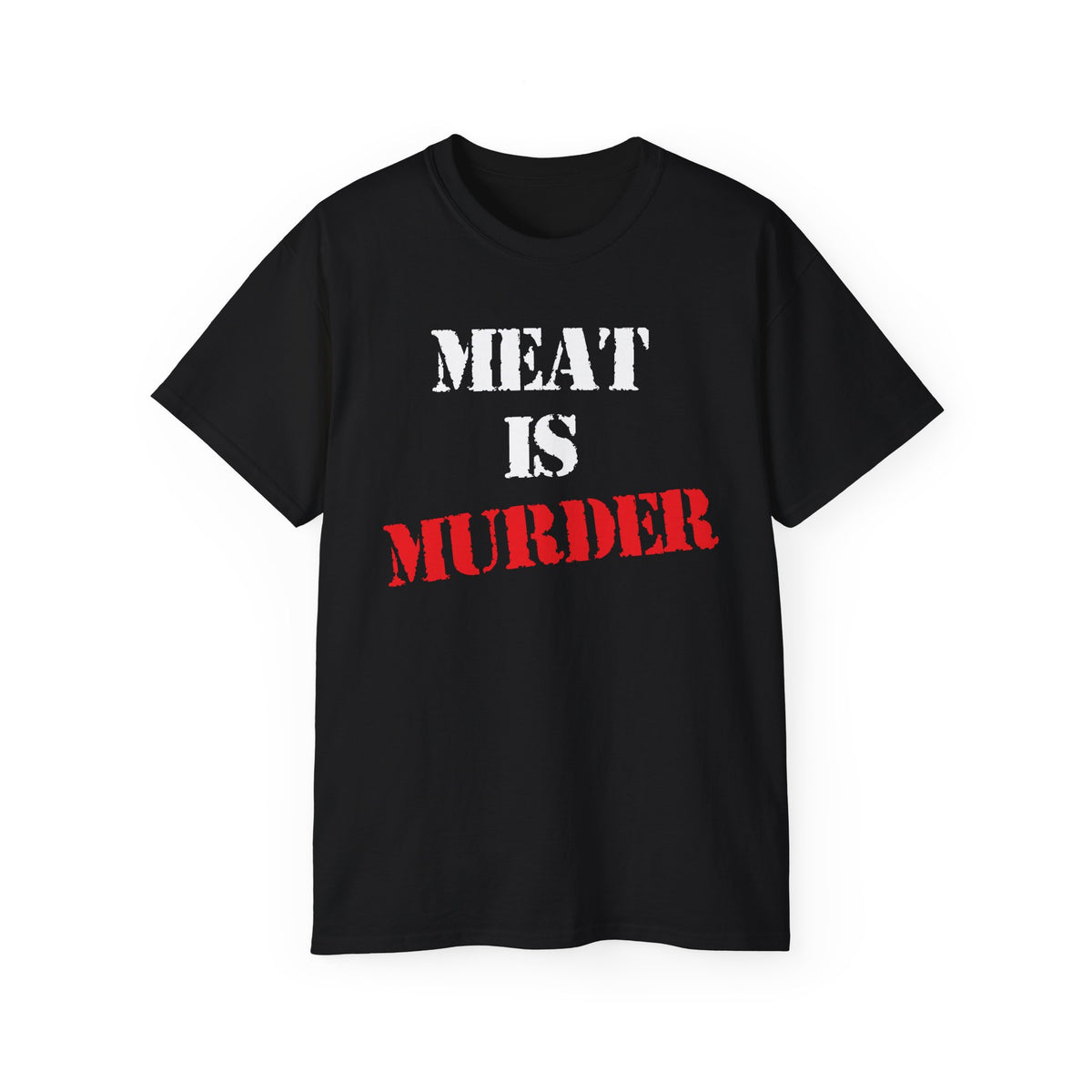 Meat Is Murder Tee | Bold Stencil Text Statement T-Shirt