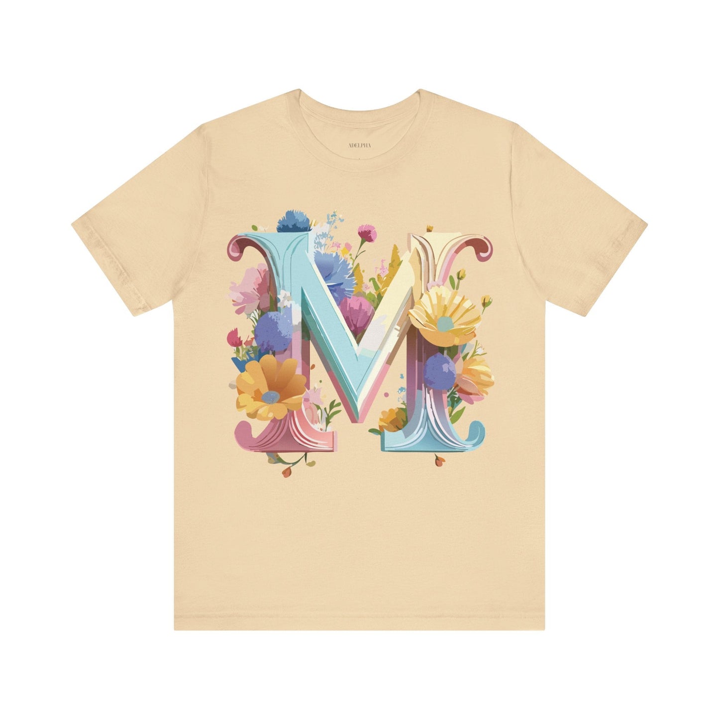 Letter M Shirt Unisex Graphic Tee Adelpha Vintage Inspired Art Design Short Sleeve