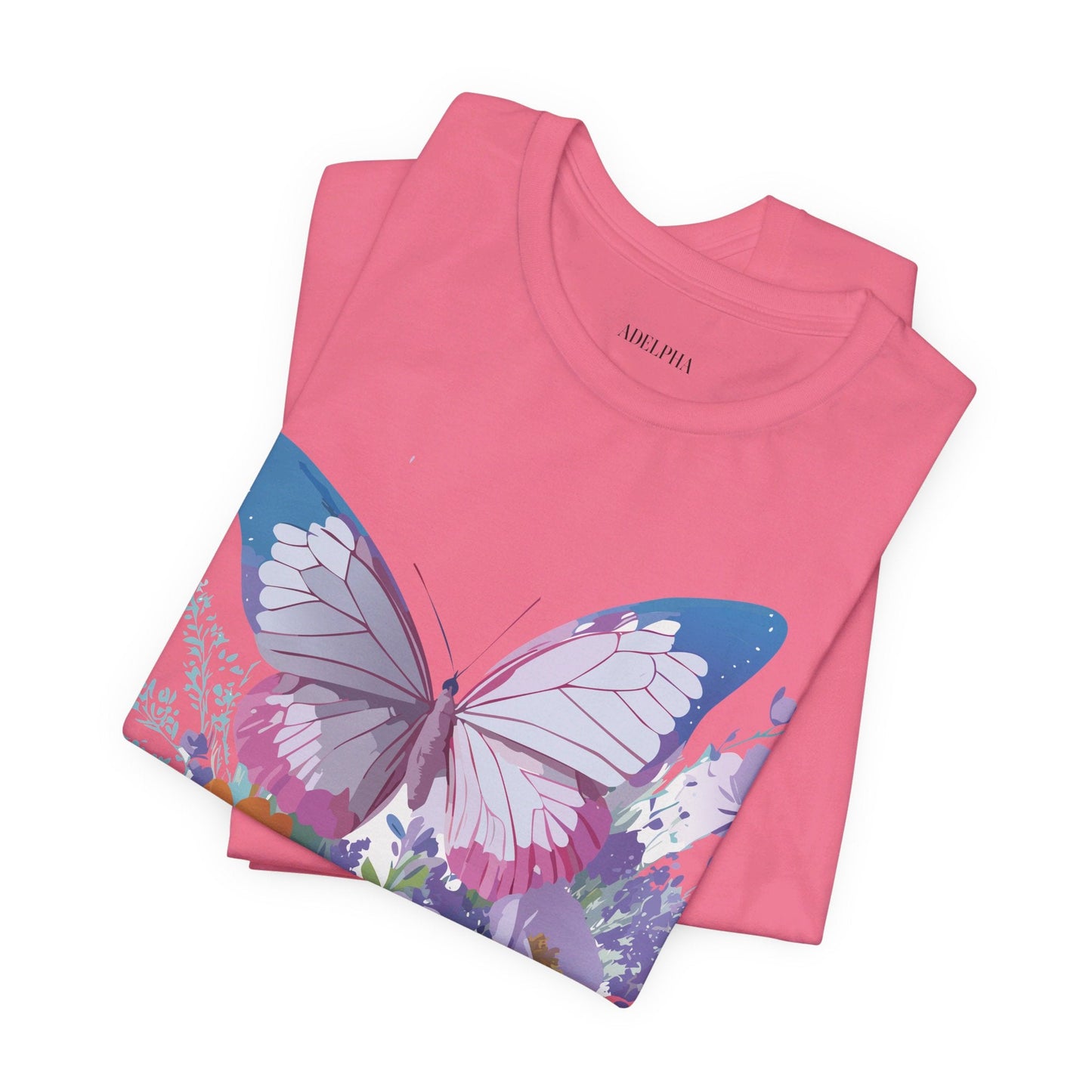 Butterfly Graphic Unisex 100 Cotton Lightweight Vintage Floral Design Jersey Tee 1