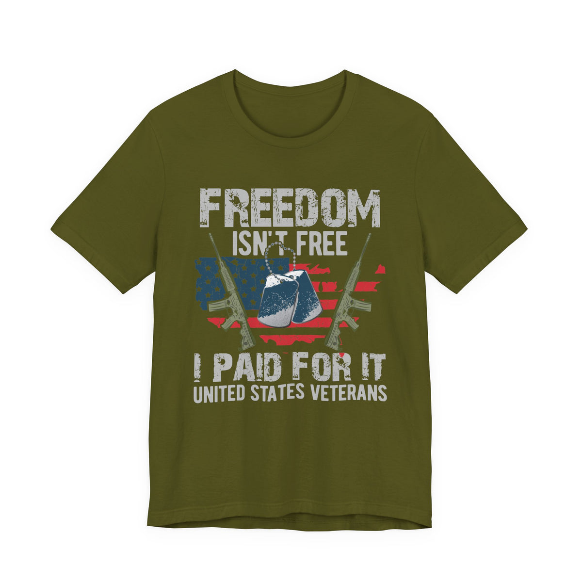 Freedom Isn't Free Paid For It Veterans T-Shirt American Flag Military Helmet Unisex Cotton v20