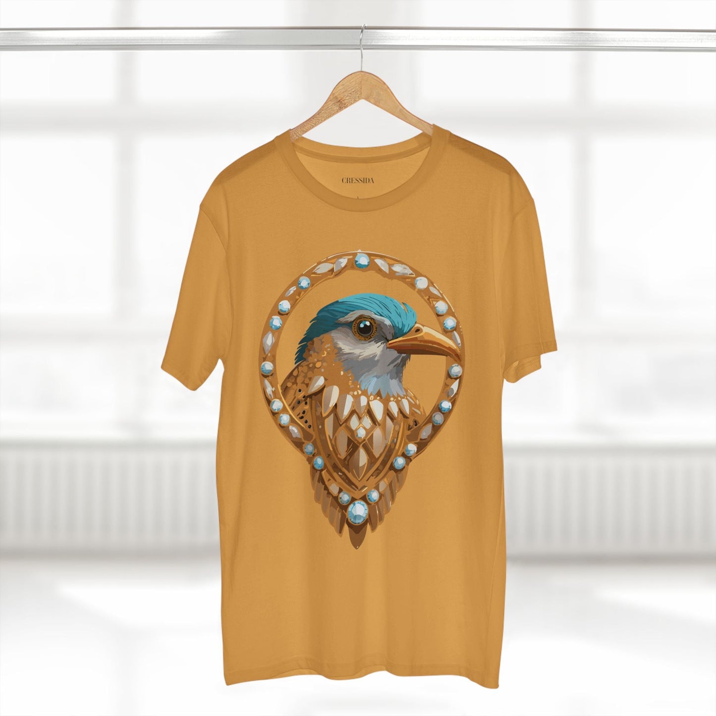 Bird Graphic Unisex 100 Cotton Tee With Unique Animal Golden Medallion Art Design 24